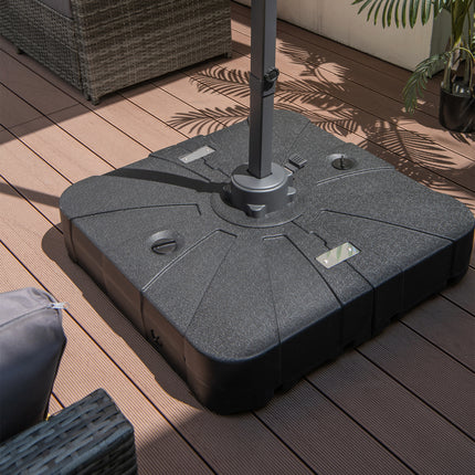 260 lbs Offset Patio Umbrella Base with Wheels Sand Water Filled