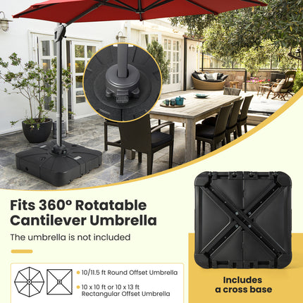 260 lbs Offset Patio Umbrella Base with Wheels Sand Water Filled