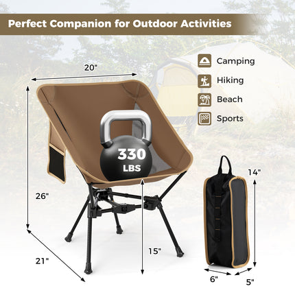 Portable Camping Chair with Compact Carrying Bag-Coffee