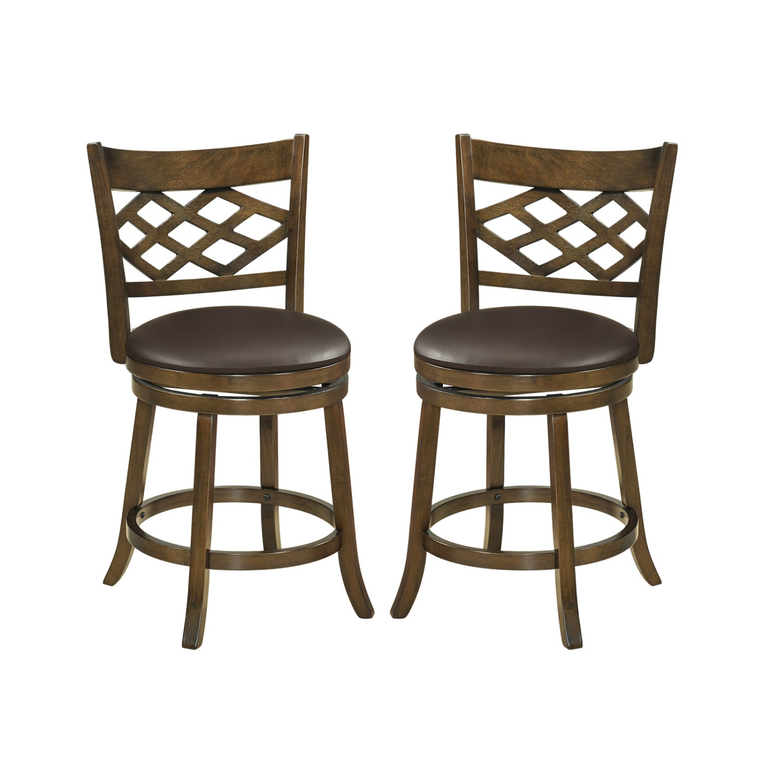 26 Inch Counter Height Bar Stools Set of 2 with Rubber Wood Frame-26 Inch