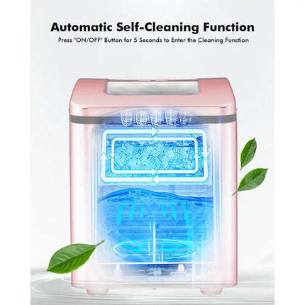 26lbs/24h Portable Countertop Ice Maker Machine with Scoop 9 Ice Cubes Ready in 8 minutes-Red Costway