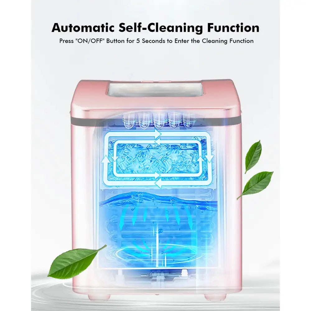 26lbs/24h Portable Countertop Ice Maker Machine with Scoop 9 Ice Cubes Ready in 8 minutes-Red Costway