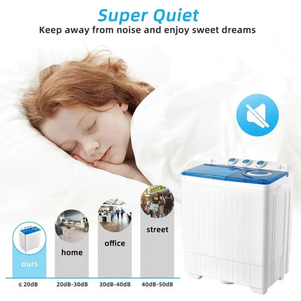 26lbs Portable Semi-Automatic Twin Tub Washing Machine with Drain Pump-Blue Costway