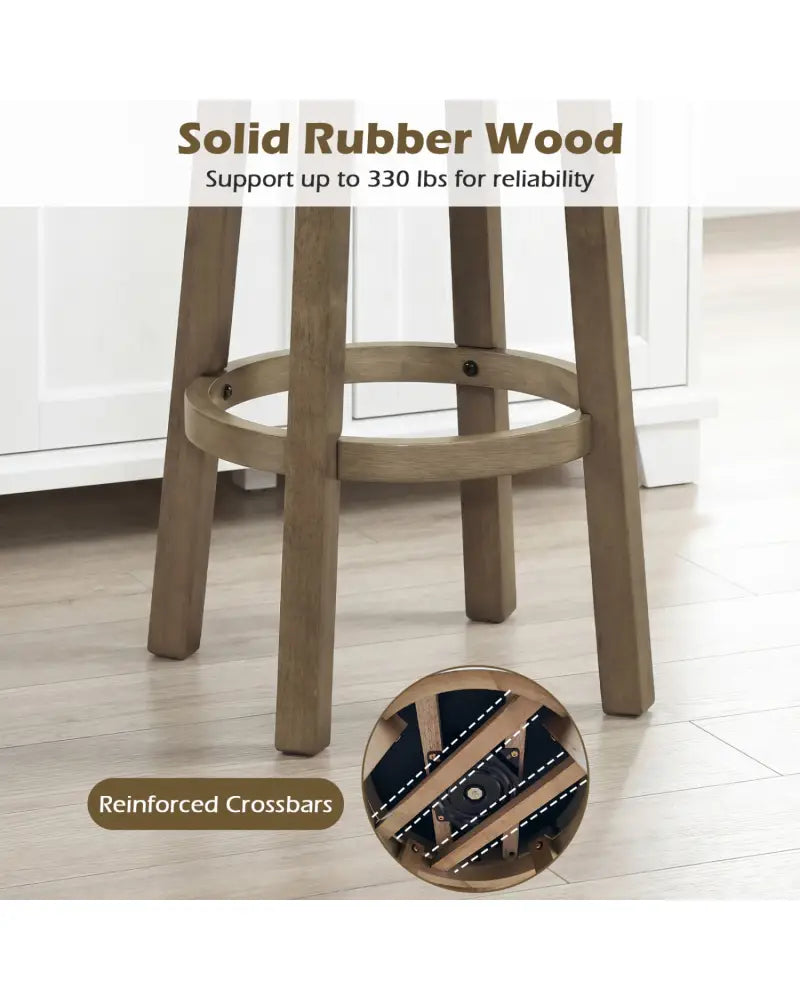 27/31 Inch Swivel Bar Stool with Upholstered Back Seat and Footrest-27 inches - Gray - Bar Stools