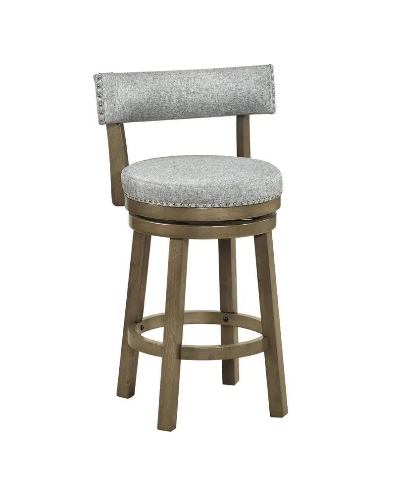 27/31 Inch Swivel Bar Stool with Upholstered Back Seat and Footrest-27 inches - Gray - Bar Stools