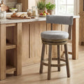 27/31 Inch Swivel Bar Stool with Upholstered Back Seat and Footrest-27 inches - Gray - Bar Stools