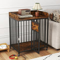 27.5 Inch Dog Crate Furniture with Wheels for Small Dogs and Puppies-Rustic Brown - Rustic Brown - Dog Kennels