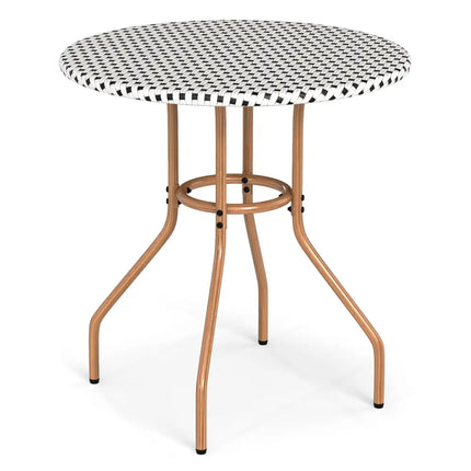 27.5 inch Outdoor Bistro Table with Heavy Duty Metal Frame and Adjustable Foot Pads-white - White - Patio Dining Tables