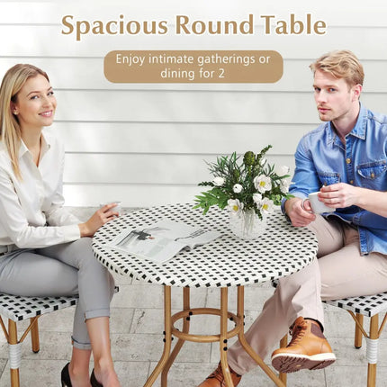 27.5 inch Outdoor Bistro Table with Heavy Duty Metal Frame and Adjustable Foot Pads-white - White - Patio Dining Tables