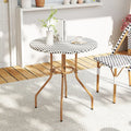 27.5 inch Outdoor Bistro Table with Heavy Duty Metal Frame and Adjustable Foot Pads-white - White - Patio Dining Tables