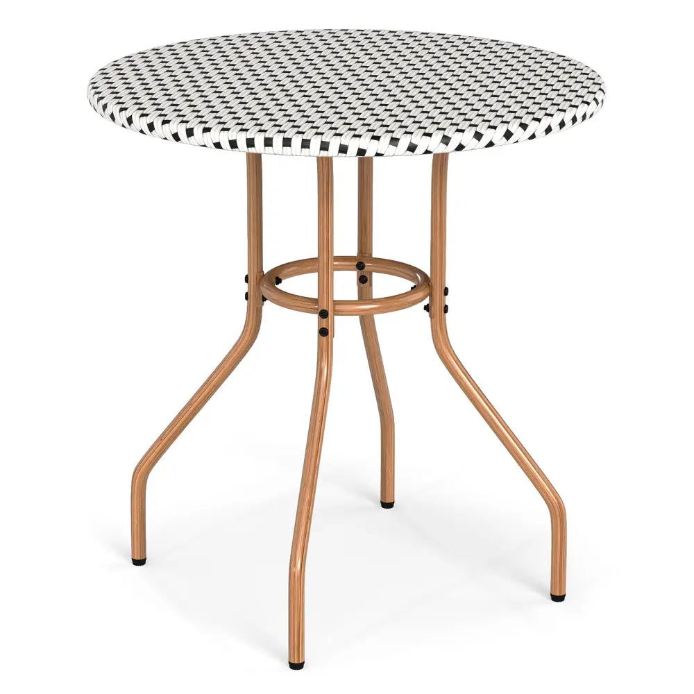 27.5 inch Outdoor Bistro Table with Heavy Duty Metal Frame and Adjustable Foot Pads-white - White - Patio Dining Tables