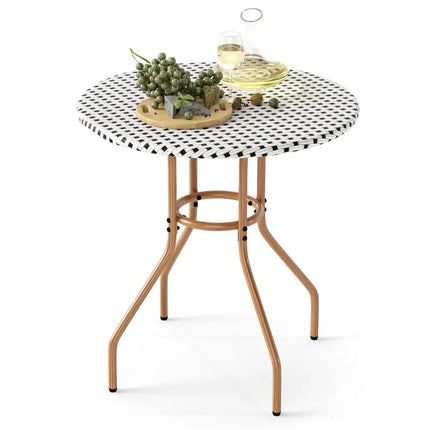 27.5 inch Outdoor Bistro Table with Heavy Duty Metal Frame and Adjustable Foot Pads-white - White - Patio Dining Tables
