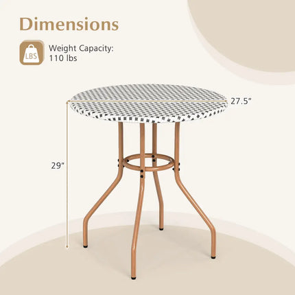 27.5 inch Outdoor Bistro Table with Heavy Duty Metal Frame and Adjustable Foot Pads-white - White - Patio Dining Tables