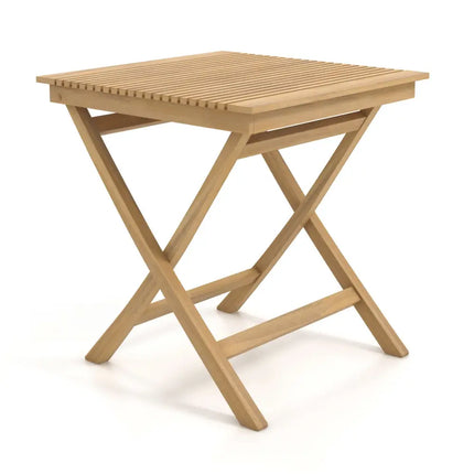 27.5 Inch Patio Bistro Table with Slatted Tabletop and Sturdy Wood Frame - Natural - Patio Coffee Tables
