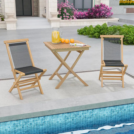 27.5 Inch Patio Bistro Table with Slatted Tabletop and Sturdy Wood Frame - Natural - Patio Coffee Tables
