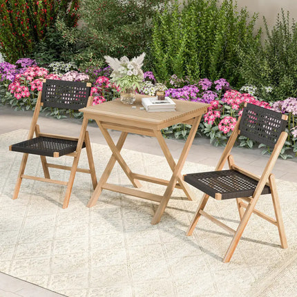 27.5 Inch Patio Bistro Table with Slatted Tabletop and Sturdy Wood Frame - Natural - Patio Coffee Tables