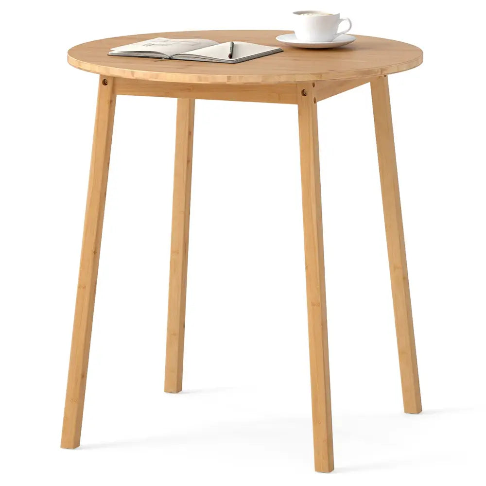 27.5 Inch Round Bamboo Dining Table for 2-4 Person-Natural - Natural - Dining Tables
