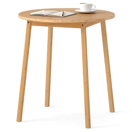 27.5 Inch Round Bamboo Dining Table for 2-4 Person-Natural Costway