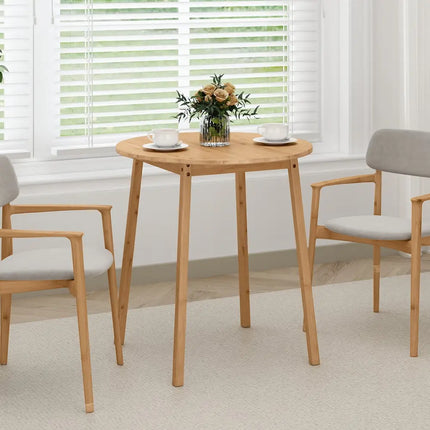 27.5 Inch Round Bamboo Dining Table for 2-4 Person-Natural Costway
