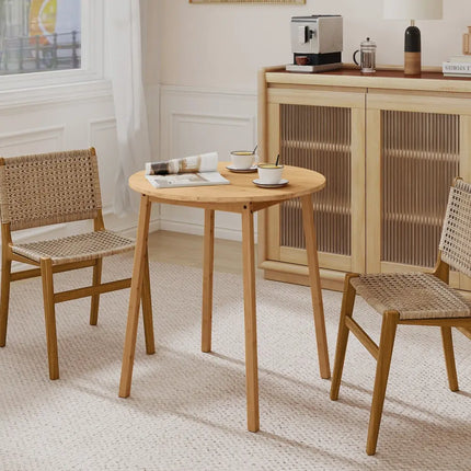 27.5 Inch Round Bamboo Dining Table for 2-4 Person-Natural Costway