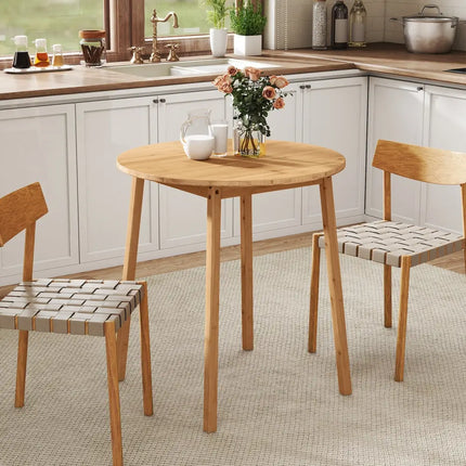 27.5 Inch Round Bamboo Dining Table for 2-4 Person-Natural Costway
