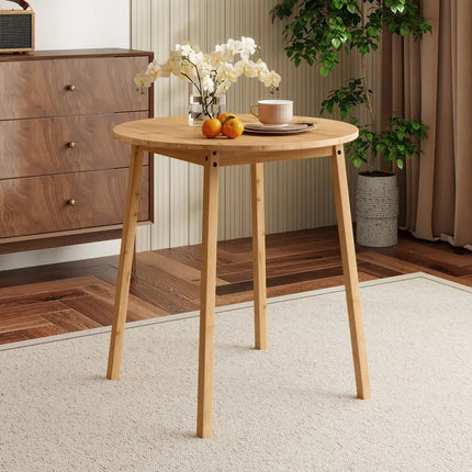 27.5 Inch Round Bamboo Dining Table for 2-4 Person-Natural Costway