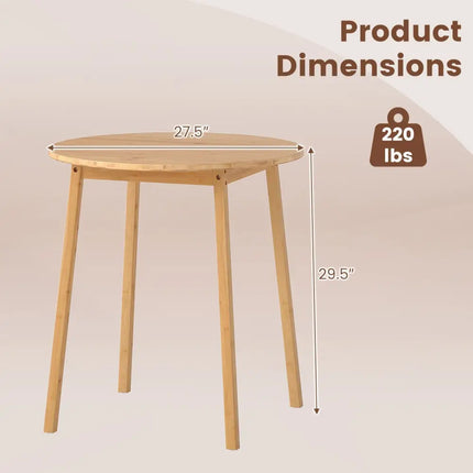 27.5 Inch Round Bamboo Dining Table for 2-4 Person-Natural Costway