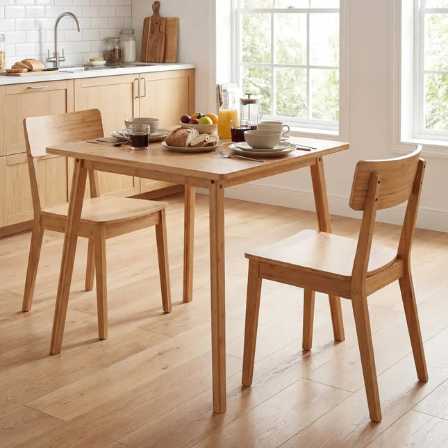 27.5 Inch Square Bamboo Dining Table for 2-4 People-Natural Costway