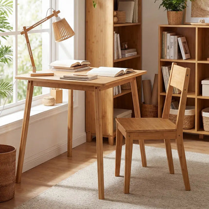 27.5 Inch Square Bamboo Dining Table for 2-4 People-Natural Costway