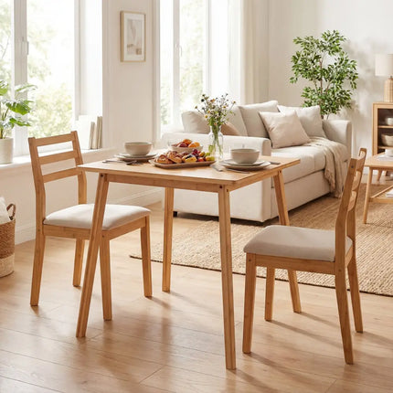 27.5 Inch Square Bamboo Dining Table for 2-4 People-Natural Costway