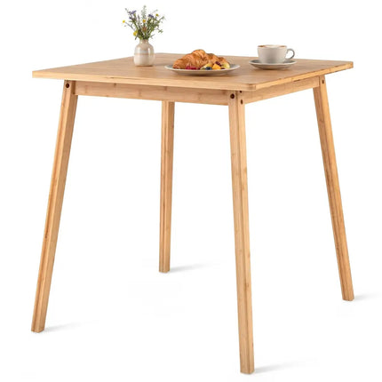 27.5 Inch Square Bamboo Dining Table for 2-4 People-Natural Costway