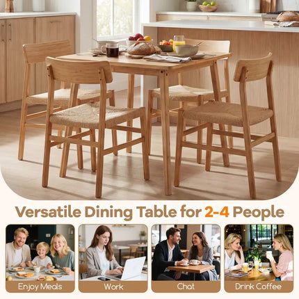 27.5 Inch Square Bamboo Dining Table for 2-4 People-Natural Costway