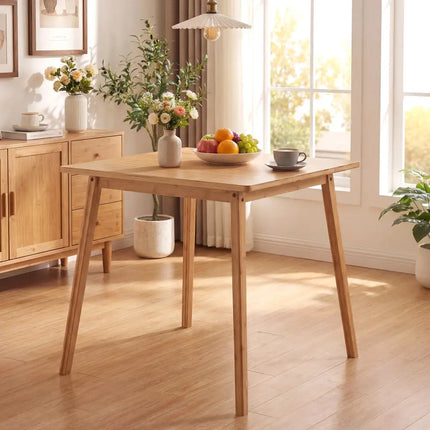 27.5 Inch Square Bamboo Dining Table for 2-4 People-Natural Costway