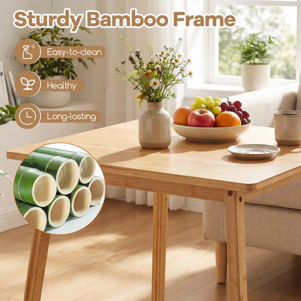 27.5 Inch Square Bamboo Dining Table for 2-4 People-Natural Costway
