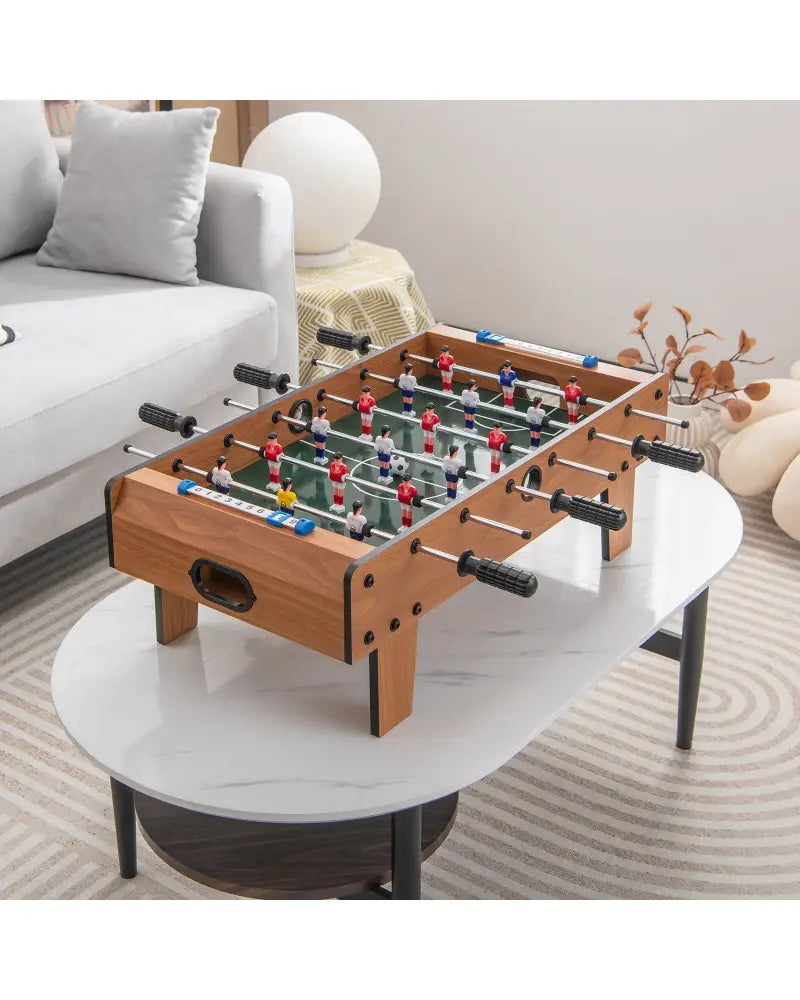 27 Inch Foosball Table Mini Tabletop Soccer Game - Brown - Game Room