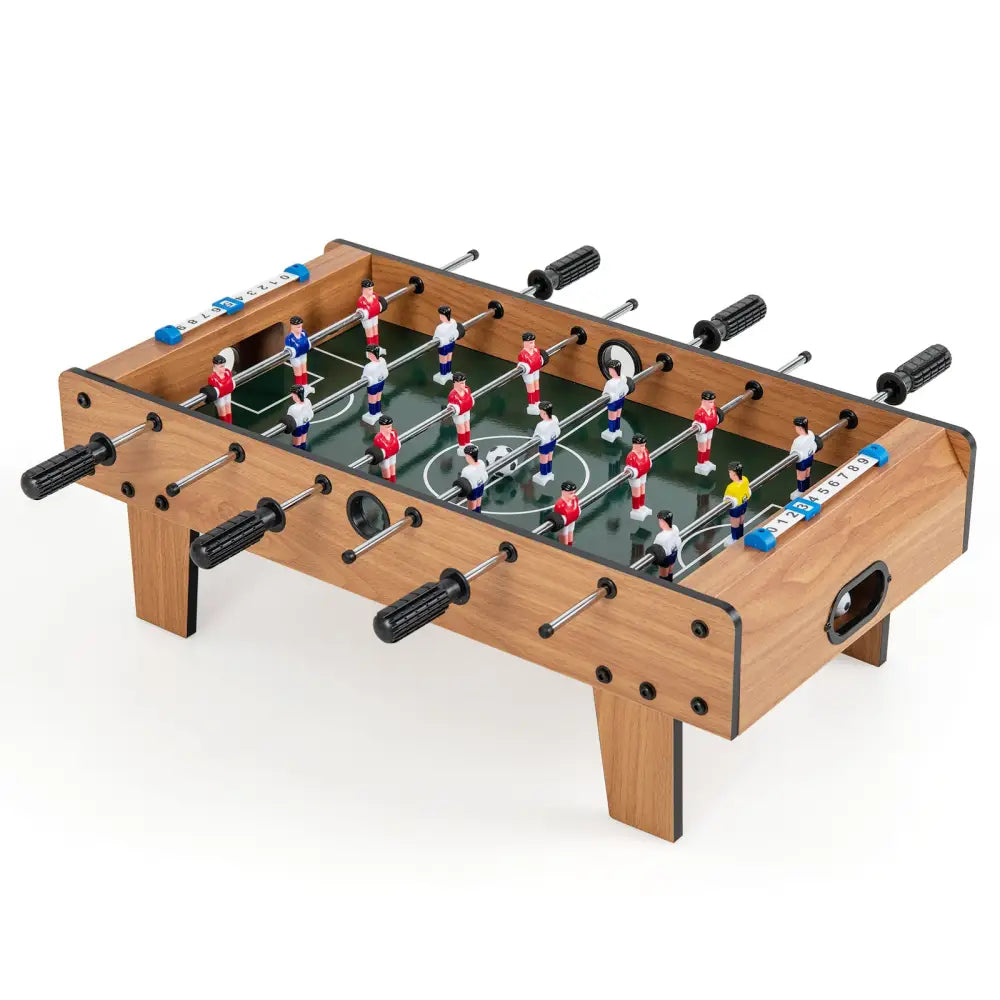 27 Inch Foosball Table Mini Tabletop Soccer Game - Brown - Game Room