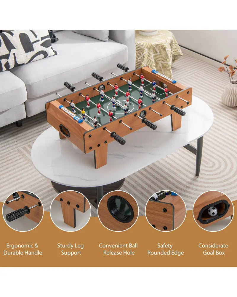 27 Inch Foosball Table Mini Tabletop Soccer Game - Brown - Game Room