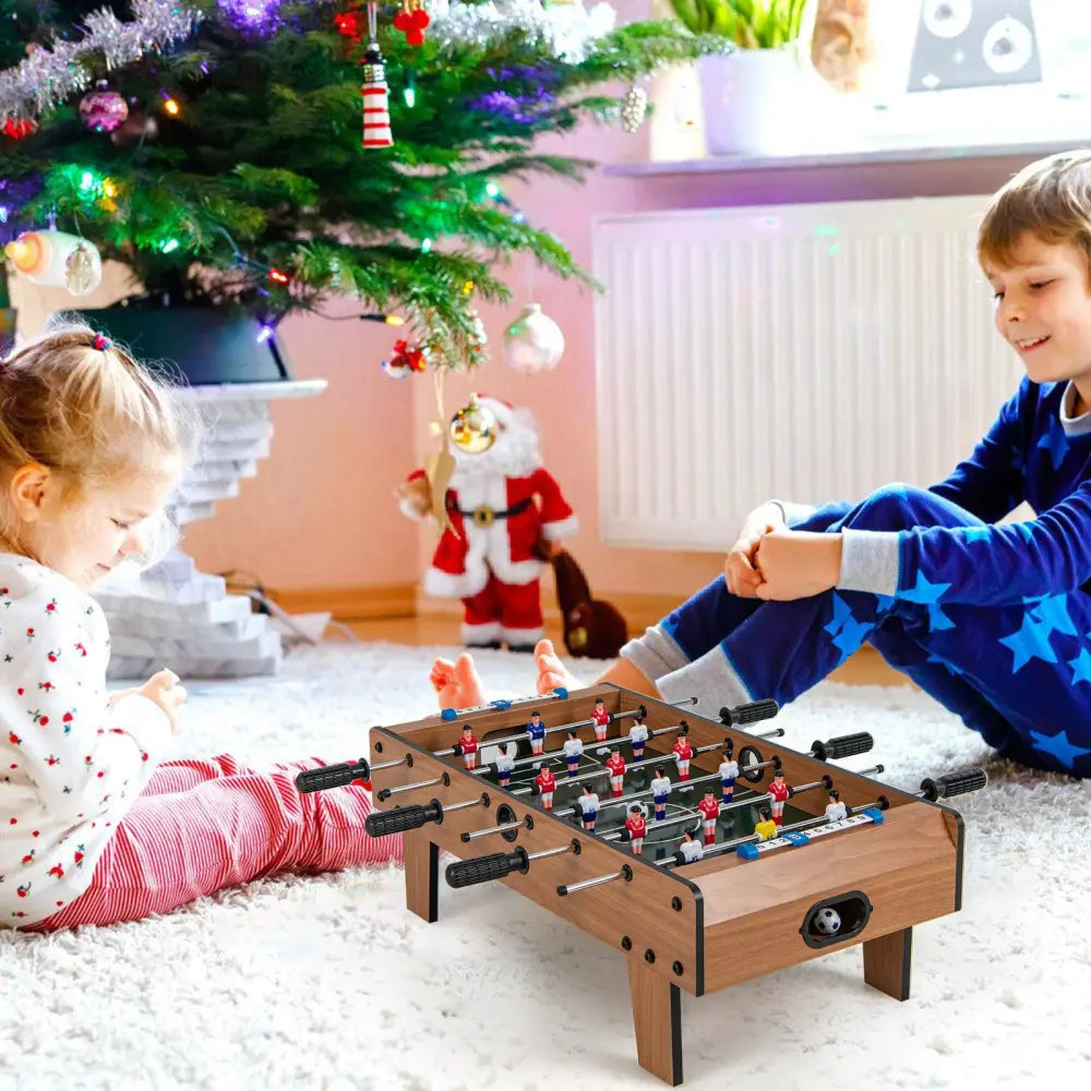 27 Inch Foosball Table Mini Tabletop Soccer Game - Brown - Game Room