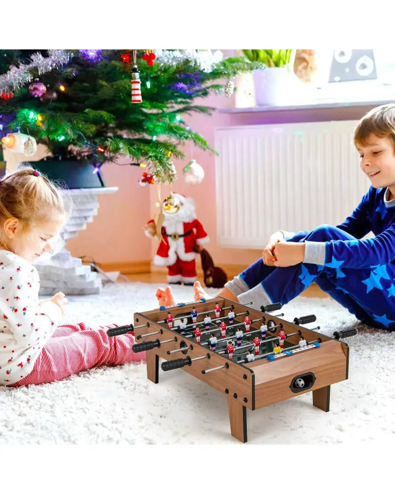 27 Inch Foosball Table Mini Tabletop Soccer Game - Brown - Game Room