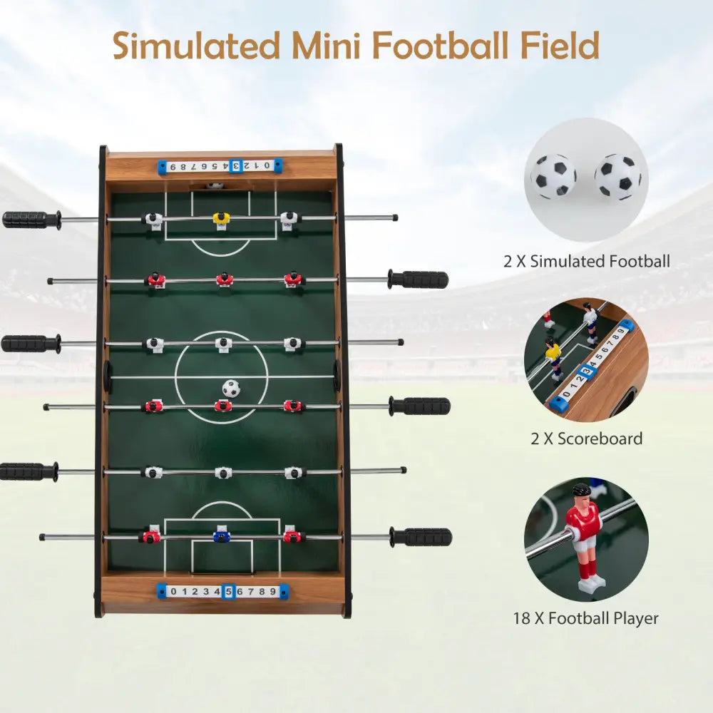 27 Inch Foosball Table Mini Tabletop Soccer Game - Brown - Game Room
