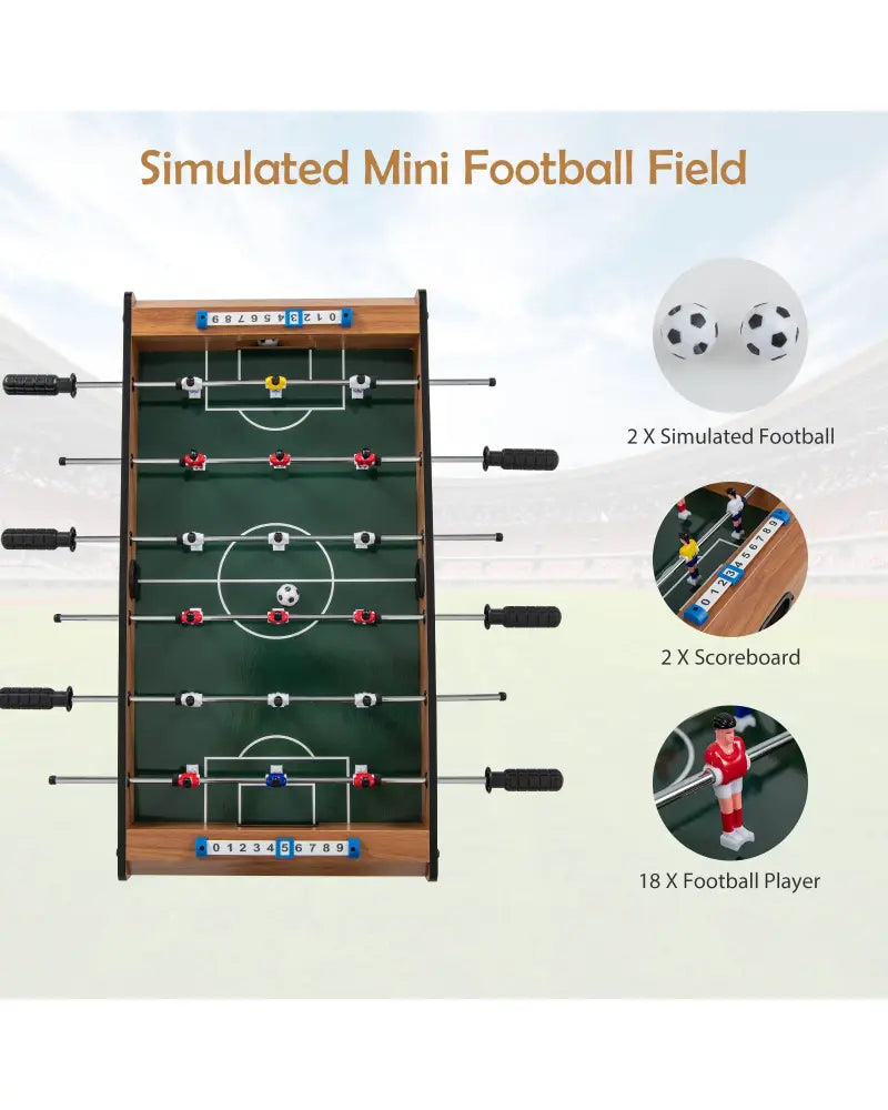 27 Inch Foosball Table Mini Tabletop Soccer Game - Brown - Game Room