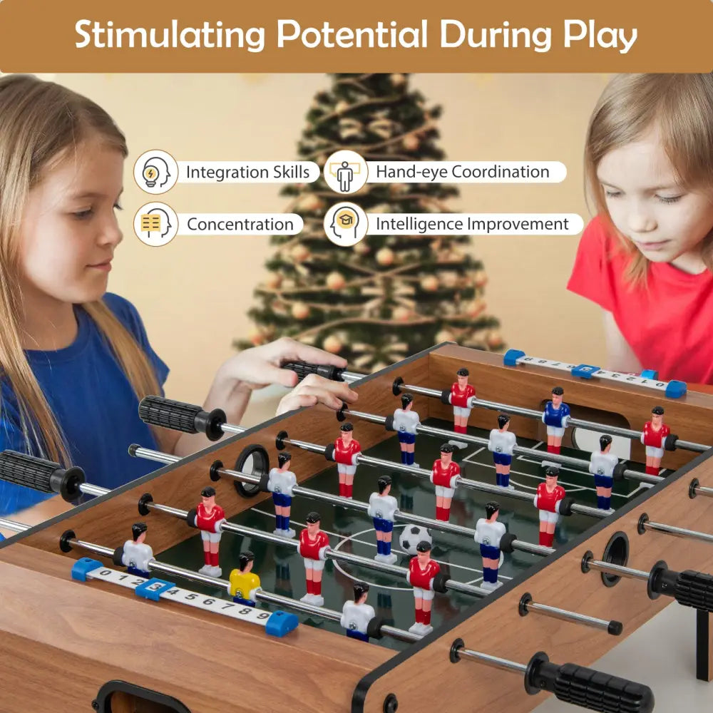 27 Inch Foosball Table Mini Tabletop Soccer Game - Brown - Game Room