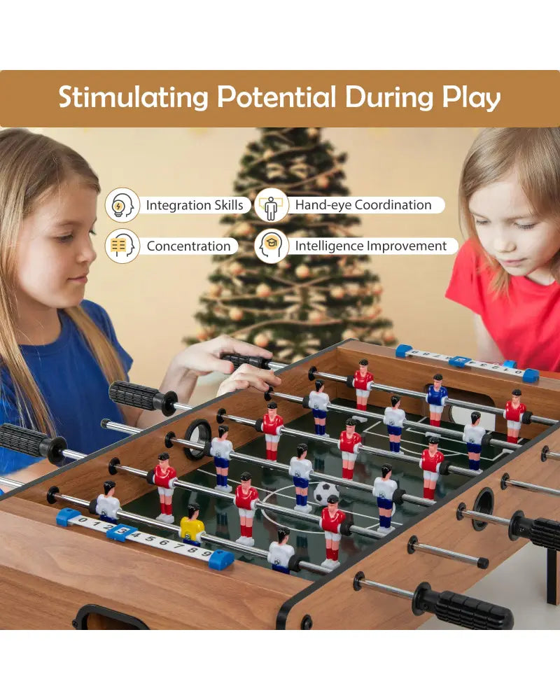 27 Inch Foosball Table Mini Tabletop Soccer Game - Brown - Game Room