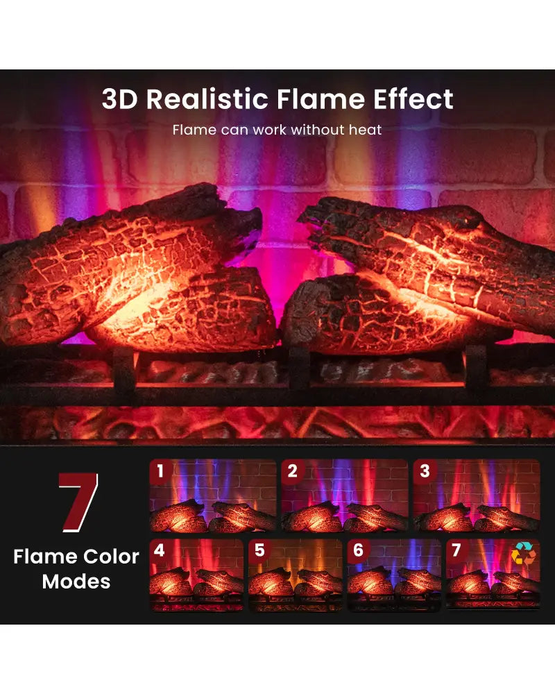 27 Inch Freestanding Fireplace with Remote Control-Black - Black - Fireplaces