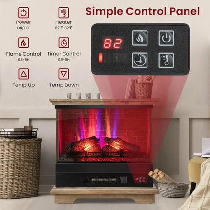 27 Inch Freestanding Fireplace with Remote Control-Brown Costway