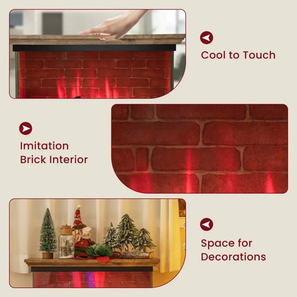 27 Inch Freestanding Fireplace with Remote Control-Brown Costway