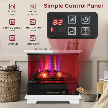 27 Inch Freestanding Fireplace with Remote Control-White Costway
