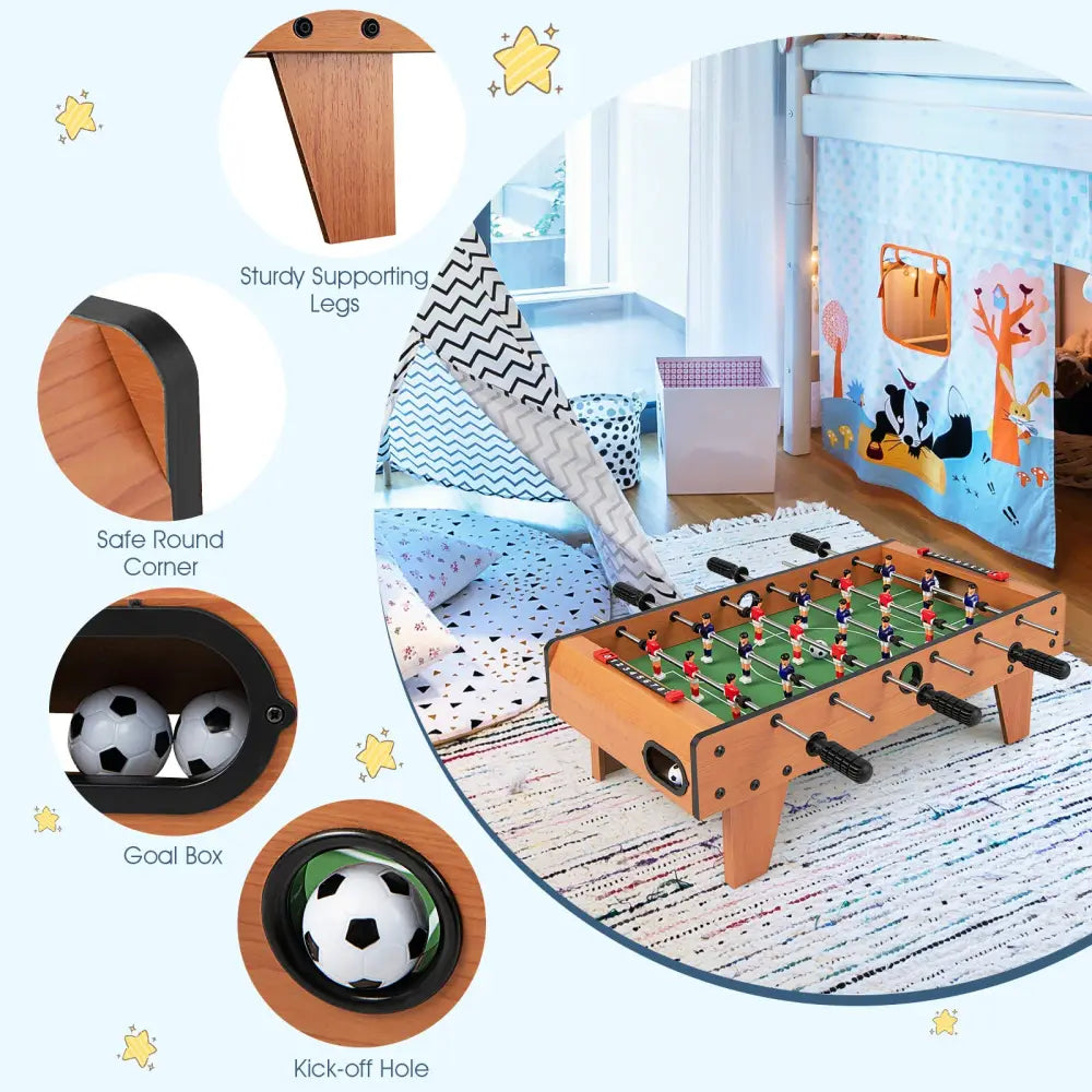 27 Inch Indoor Competition Game Foosball Table with Legs - Brown - Game Room