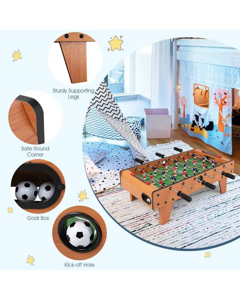 27 Inch Indoor Competition Game Foosball Table with Legs - Brown - Game Room