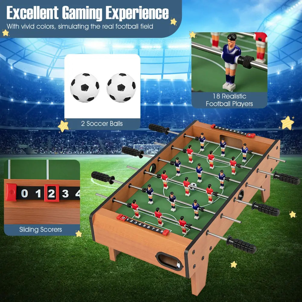 27 Inch Indoor Competition Game Foosball Table with Legs - Brown - Game Room